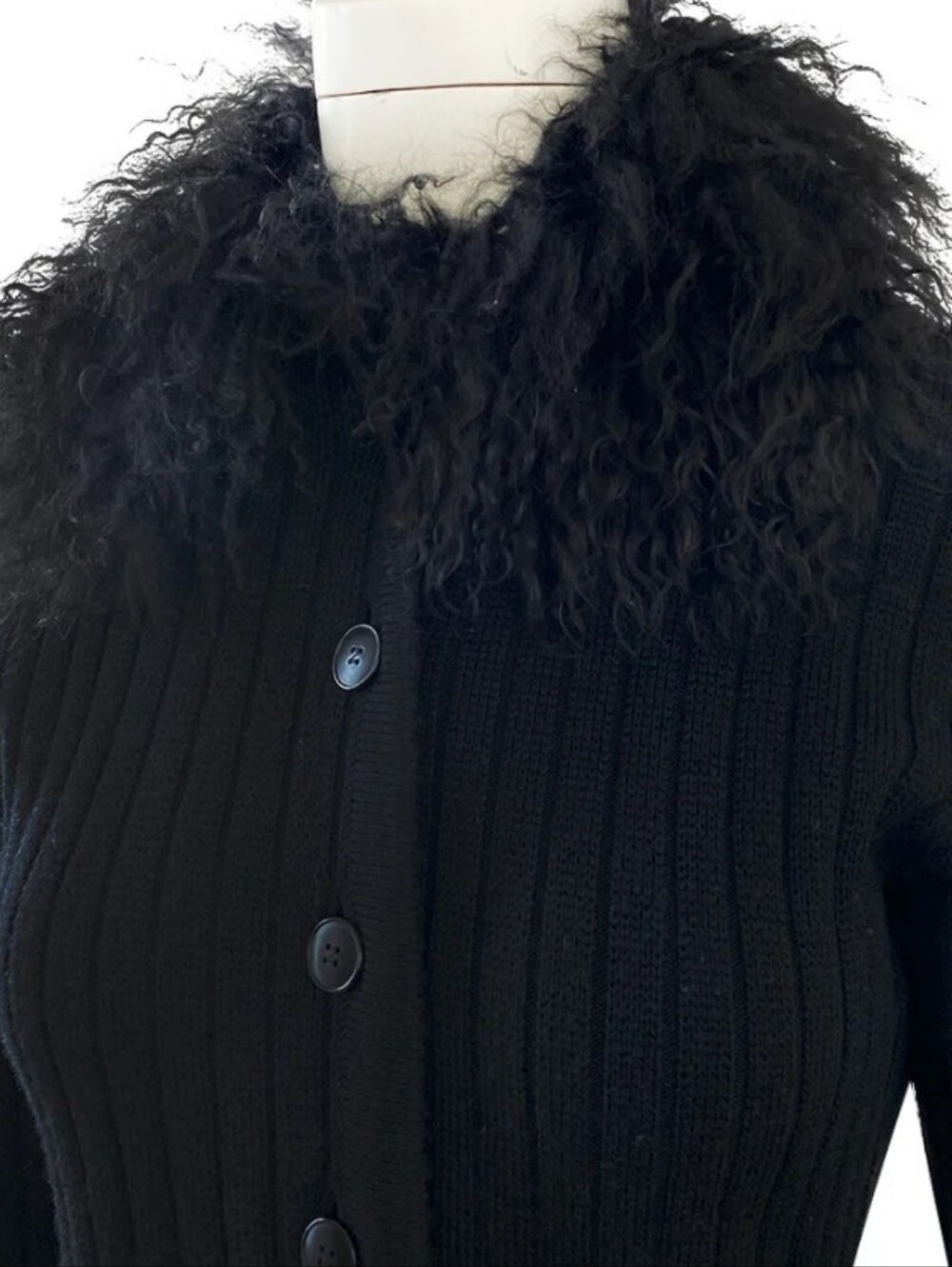 Mongolian Lamb Fur Black Collar Scarf
